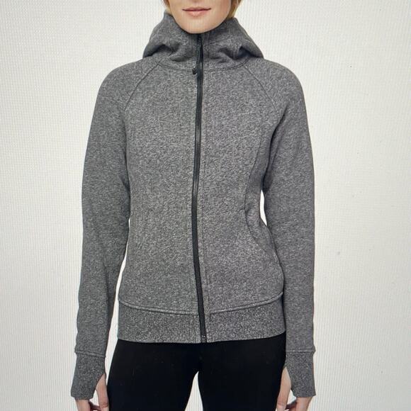 Lululemon Jackets & Blazers - Lululemon Heathered speckled Black Scuba Sull-zip Hoodie Size 6 Gym Active Wear